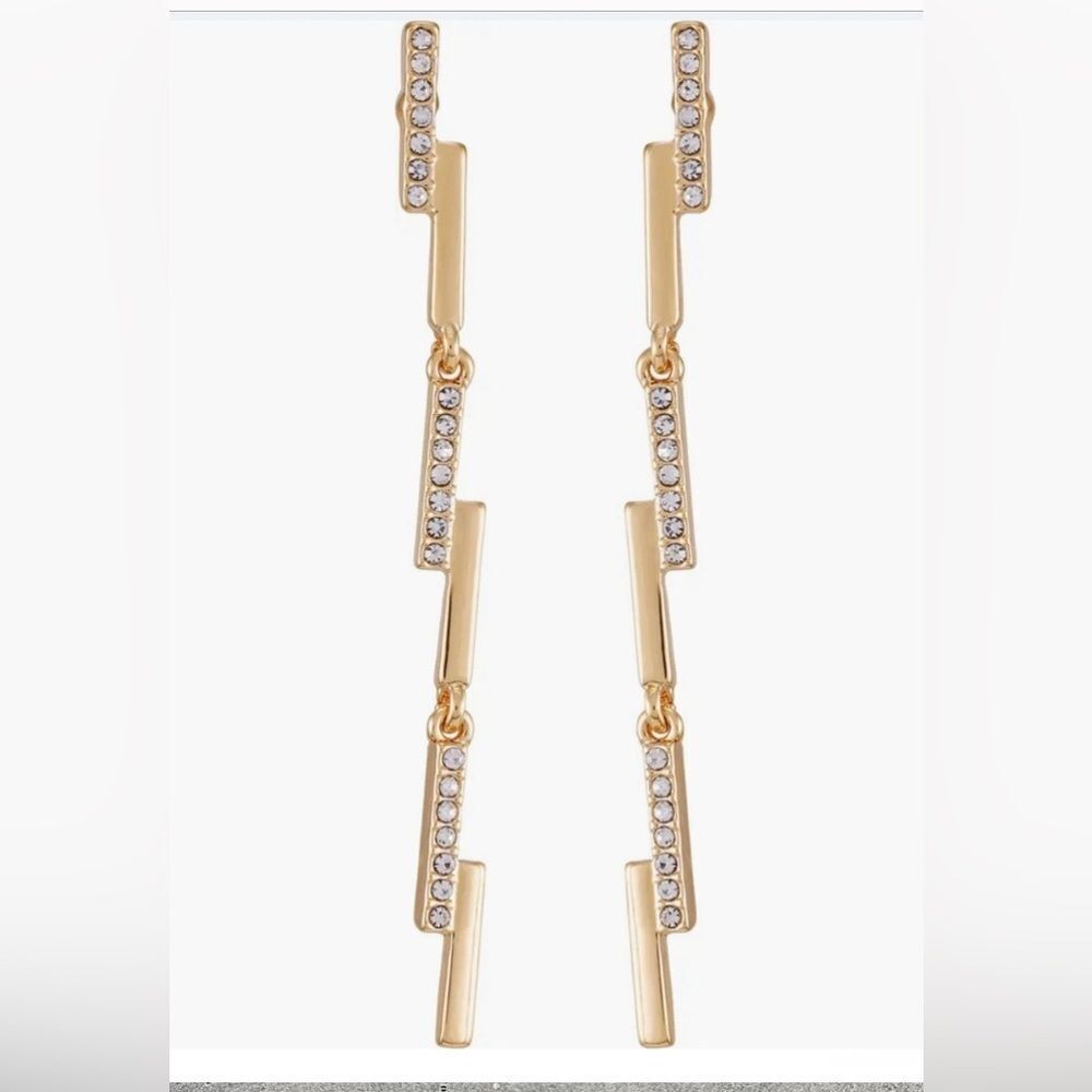 NEW! *Vince Camuto* Pavé Crystal Linear Drop Goldtone Earrings NWT